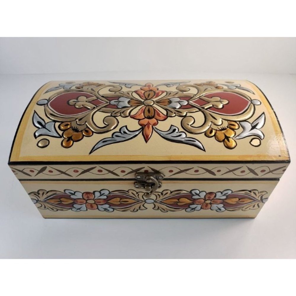 Bombeh Hand Painted Wooden Box with 3D Floral